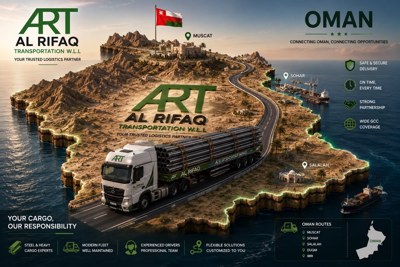 AL RIFAQ transportation routes across Oman