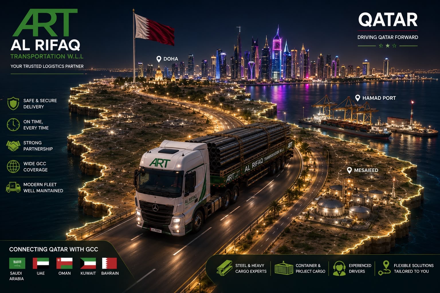 AL RIFAQ transportation routes across Qatar